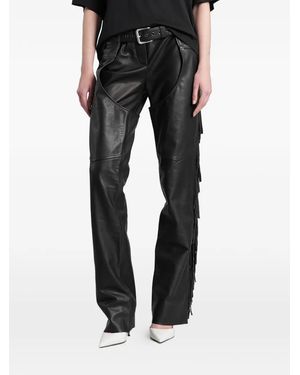 ANGELICA MONTINI STUDIOS Fringe-Trimmed Leather Pants - Black