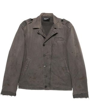 Enfants Riches Deprimes Distressed Button-Up Jacket - Grey