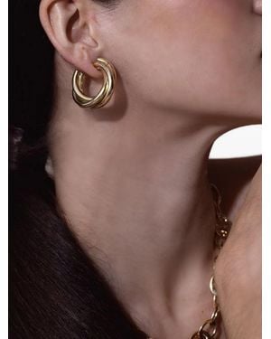 Sidney Garber Aros Triple Intertwined En Oro Amarillo De 18 Ct - Marrón