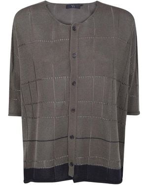 Y's Yohji Yamamoto Buttoned Plaid Cardigan - Grey