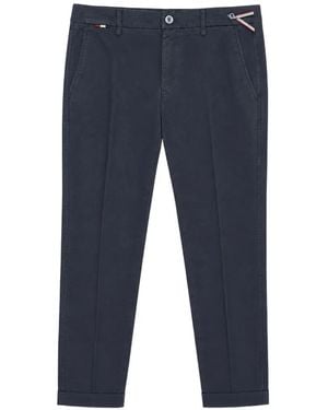 Mason's Logo-Patch Turn-Up Pants - Blue