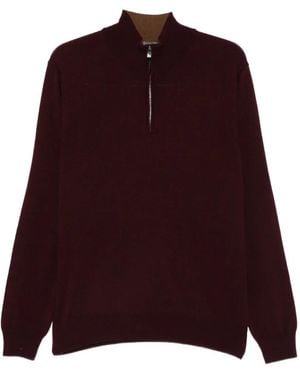 Corneliani Quarter-Zip Knitted Jumper - Purple