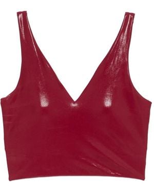 MACRON V-Neck Cropped Performance Top - Red