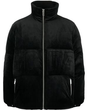 Gcds Logo-Embossed Velvet Padded Jacket - Black