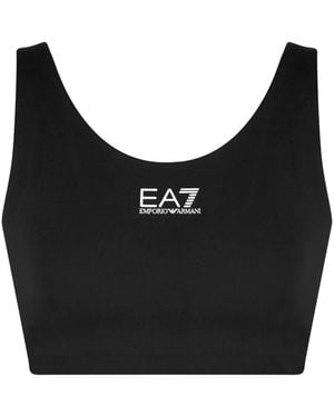 EA7 Logo-Print Sports Bra - Black