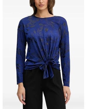 Joseph Ribkoff Long-Sleeve Tie-Detail Top - Blue