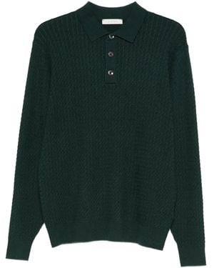 Diktat Cable-Knit Polo Shirt - Green