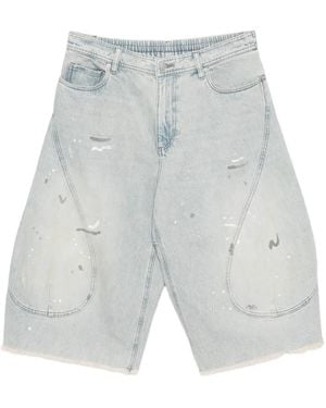CROQUIS Distressed Paint-Splatter Shorts - White