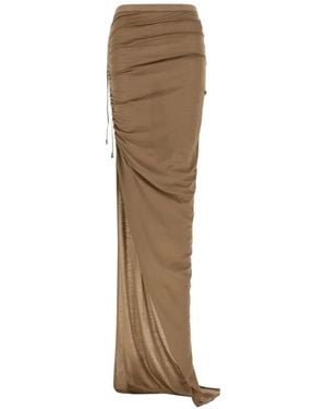 Rick Owens Drawstring Split Asymmetric Skirt - Natural