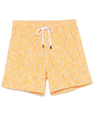 Barba Napoli Cactus-Print Swim Shorts - Orange