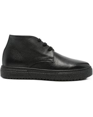 Corneliani Grained Leather Desert Boots - Black