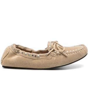 Alohas Stud-Embellished Loafers - Natural