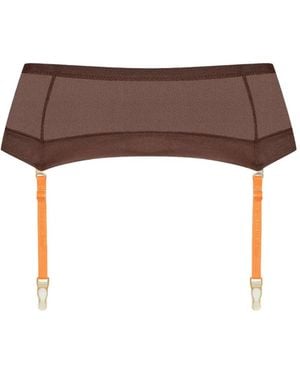 Maison Close Corps À Corps Semi-Sheer Garter Belt - Brown