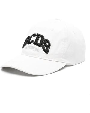 Gcds Logo-Embroidered Cotton Cap - White