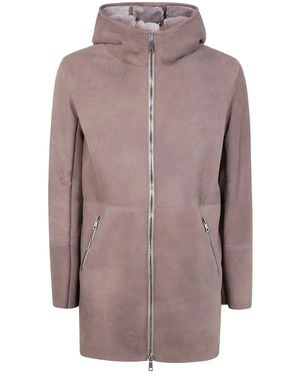 Giorgio Brato Hooded Zip-Front Leather Jacket - Brown