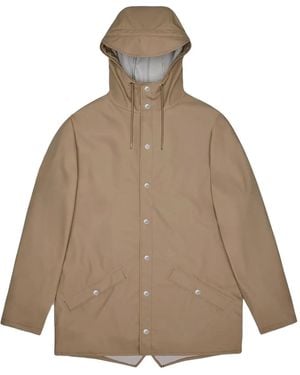 Rains Button-Fastening Hooded Jacket - Brown
