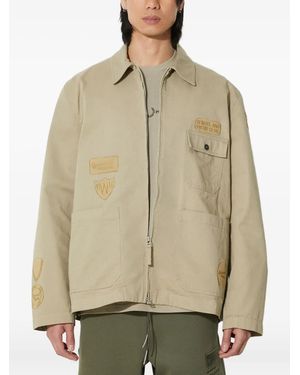 Universal Works Embroidered-Patches Collared Jacket - Natural