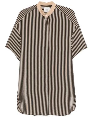 Alysi Striped Band-Collar Mini Dress - Grey