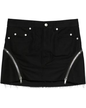 Rick Owens Front Button Mini Skirt With Belt Loops And Pockets - Black