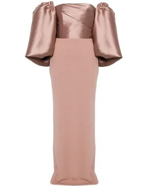 Solace London Abito Lungo Floris - Rosa