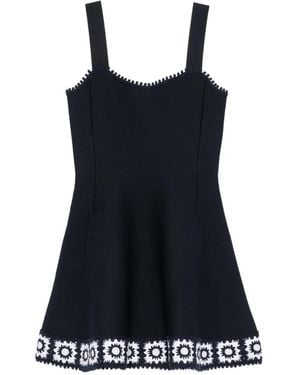 Maje Crochet-Trim Knitted Mini Dress - Black