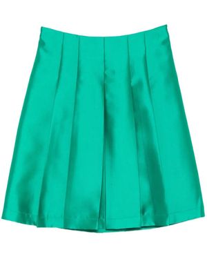 Carla G Pleated Satin-Finish Skirt - Green
