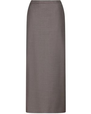 Loulou de Saison Cara Elasticated Waistband Vent Maxi Skirt - Grey