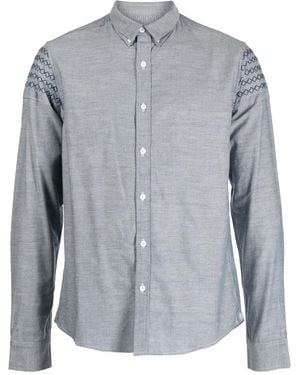 Private Stock Embroidered-Detail Linen Shirt - Grey