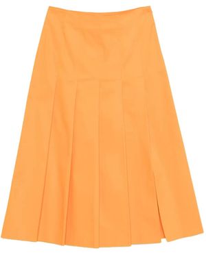 DR. HOPE Pleated Slit Skirt - Orange