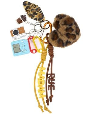RUE MADAM PARIS Leopard-Print Heart-Charm Keyring - Metallic