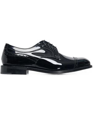 Junya Watanabe X Tricker's Brogue-Detail Patent-Leather Derby Shoes - Bianco