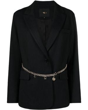 Maje Single-Breasted Belted Blazer - Black