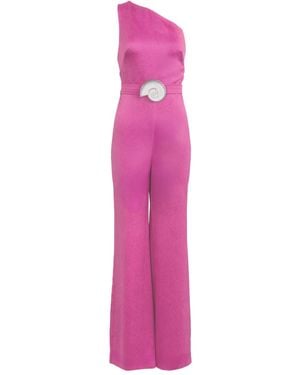 Silvia Tcherassi Monique One-Shoulder Belted Jumpsuit - Pink