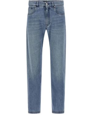 Fendi Faded-Effect Five-Pocket Jeans - Blue