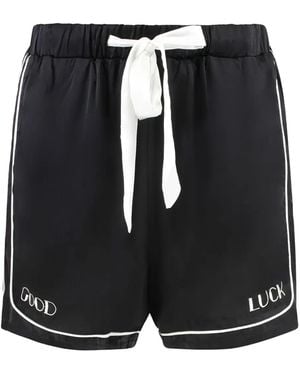 Mr. Saturday Piped-Trim Silk Shorts - Black