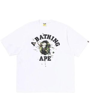A Bathing Ape Camiseta Con Motivo Militar Y Logo - Blanco