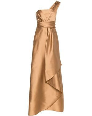 Alberta Ferretti Mikado Maxi Dress - Natural
