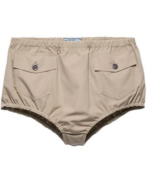 Prada Bermudas De Popelina - Neutro