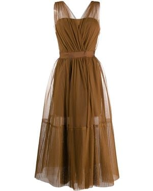 Pinko Sheer Tulle Midi Dress - Brown