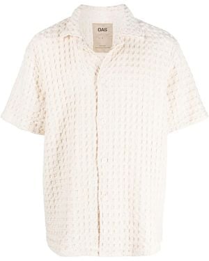 Oas Cuban-Collar Woven Shirt - White