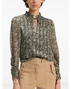 BOSS Ruffled Floral Blouse - Green