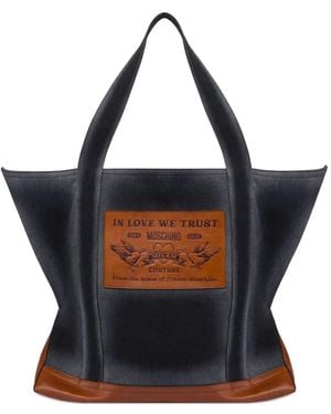 Moschino Logo-Patch Tote Bag - Blue