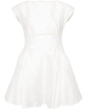 Acler Linen-Blend Gathered Mini Dress - White