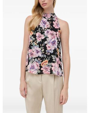 Guess Floral-Print Sleeveless Blouse - Black