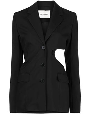 Low Classic Notched-Lapels Cut-Out Detailing Blazer - Black