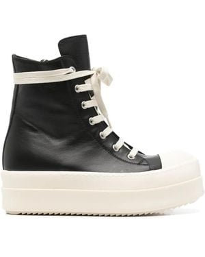 Rick Owens Leather High-Top Trainers - Black