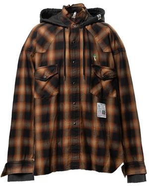 Maison Mihara Yasuhiro Hooded Chequered Shirt - Brown