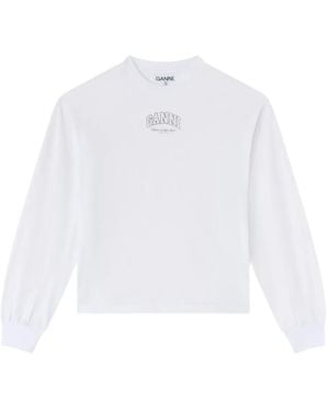 Ganni T-Shirt À Manches Longues - Blanc
