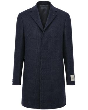 Corneliani District Check Virgin Wool Coat - Blue