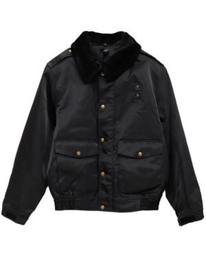 Willy Chavarria Veste Bomber À Col En Fourrure Artificielle - Black